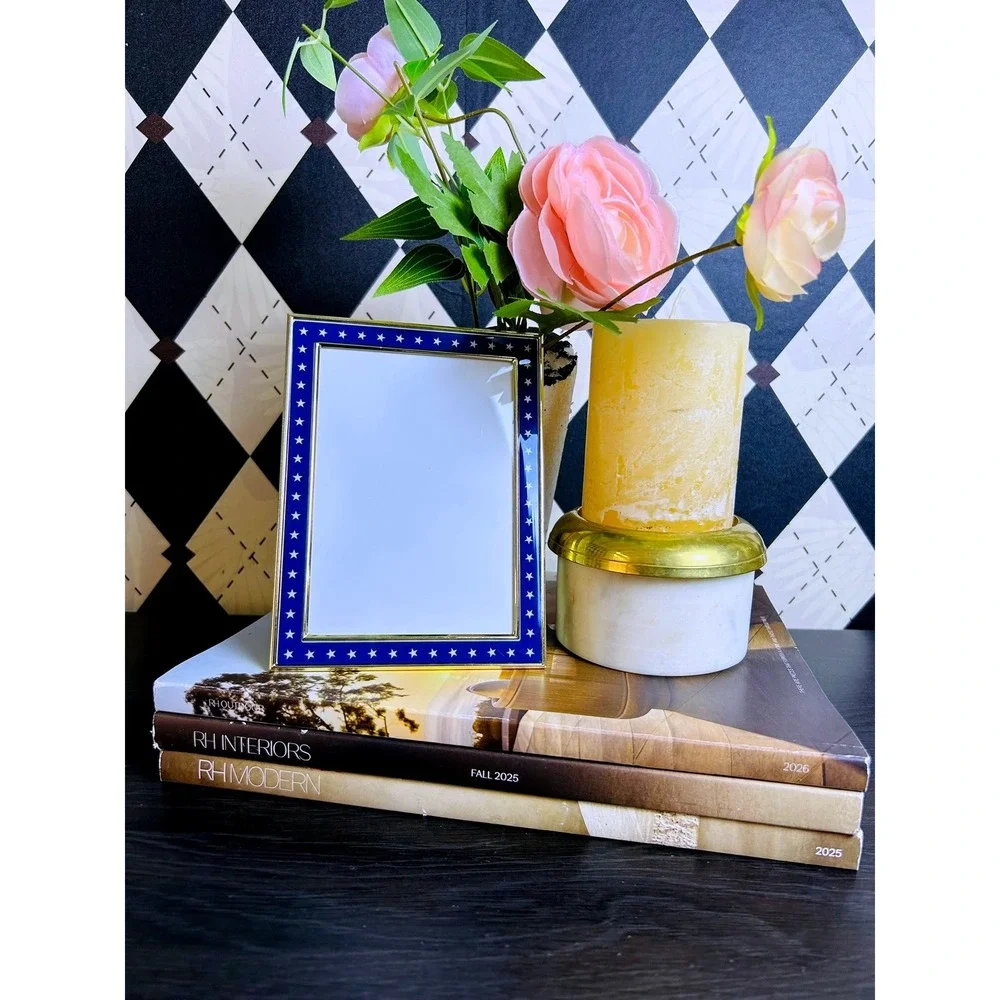 Blue Star Photo Frame Gold Trim Americana Picture Frame‎ 7x5 Inch